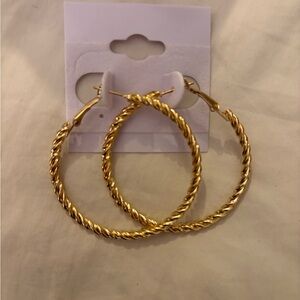 Elegant Gold Tone Twisted Hoop Earrings